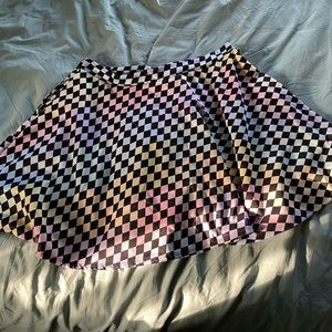 Pastel Rainbow Checkerboard Skater Skirt, XL